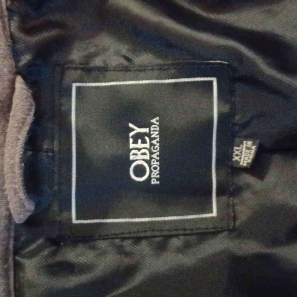 PLUS size Obey Propaganda Cargo Canvas jacket.Olive green/grey.Size XXL. - Picture 10 of 16